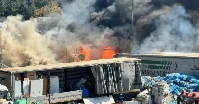 Pendik'te yediemin otoparkında yangın