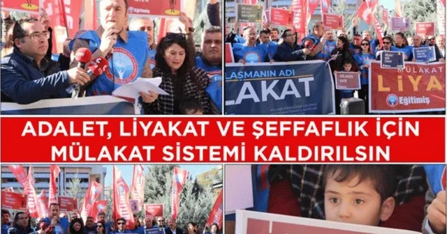 Eğitim-İş, MEB önünde mülakata karşı protesto düzenledi